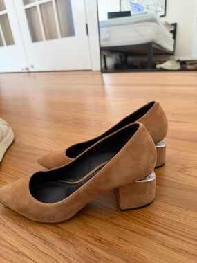 Alexander Wang Tan Suede Pointed-Toe Flats with Black Insoles